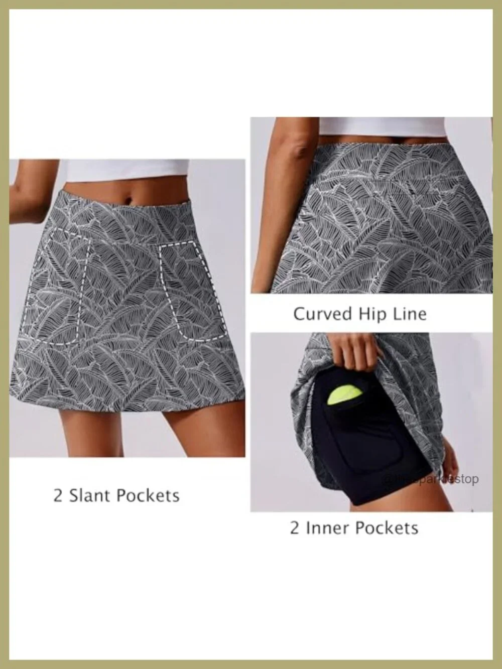 High Waisted Golf Skort with 4 Pockets UPF 50+ Quick Dry